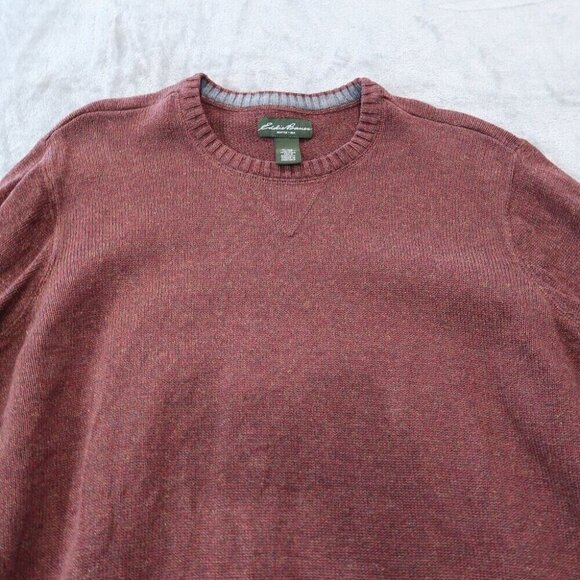 Eddie Bauer Sweater Mens Red Extra Large Knit Cardigan Crewneck Pullover Cotton - Picture 2 of 13
